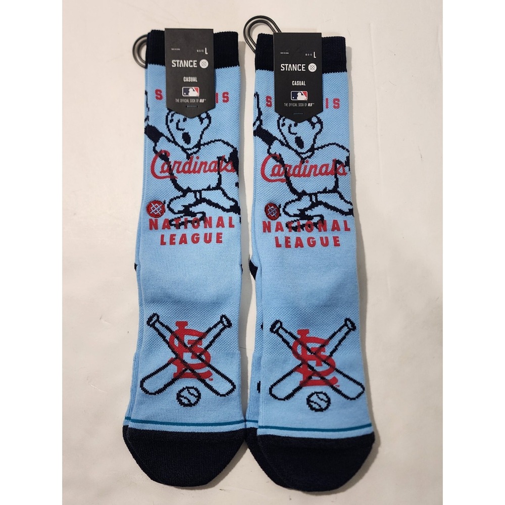Lot Of 2 St Louis Cardinals MLB Hey Batter Socks‎ Mens L 9-13 Stance Blue